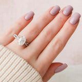 3.0 CT Oval Cut Cross Over Pave Moissanite Engagement Ring 1