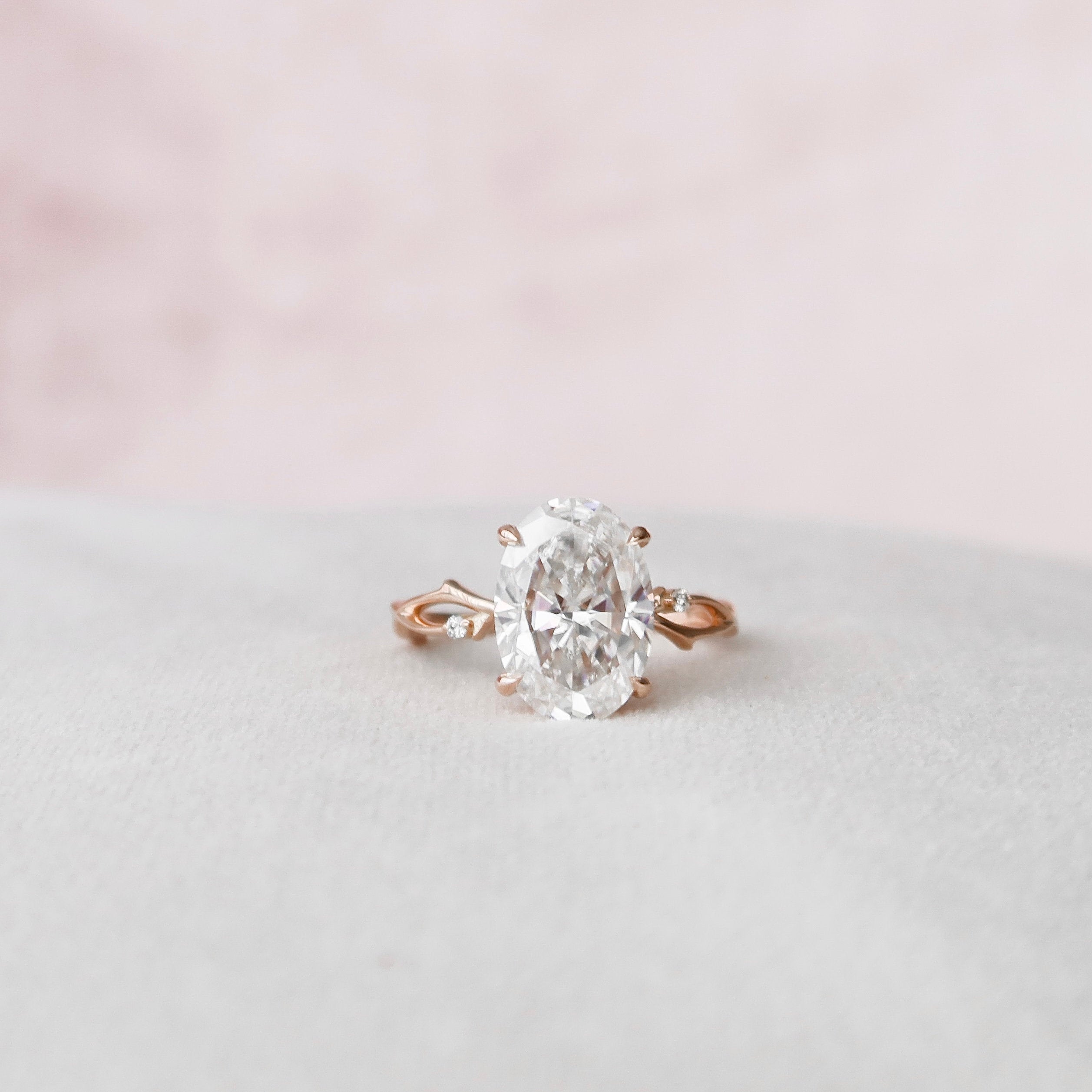 5.0 CT Oval Shape Twig Pave Style Moissanite Engagement Ring 5