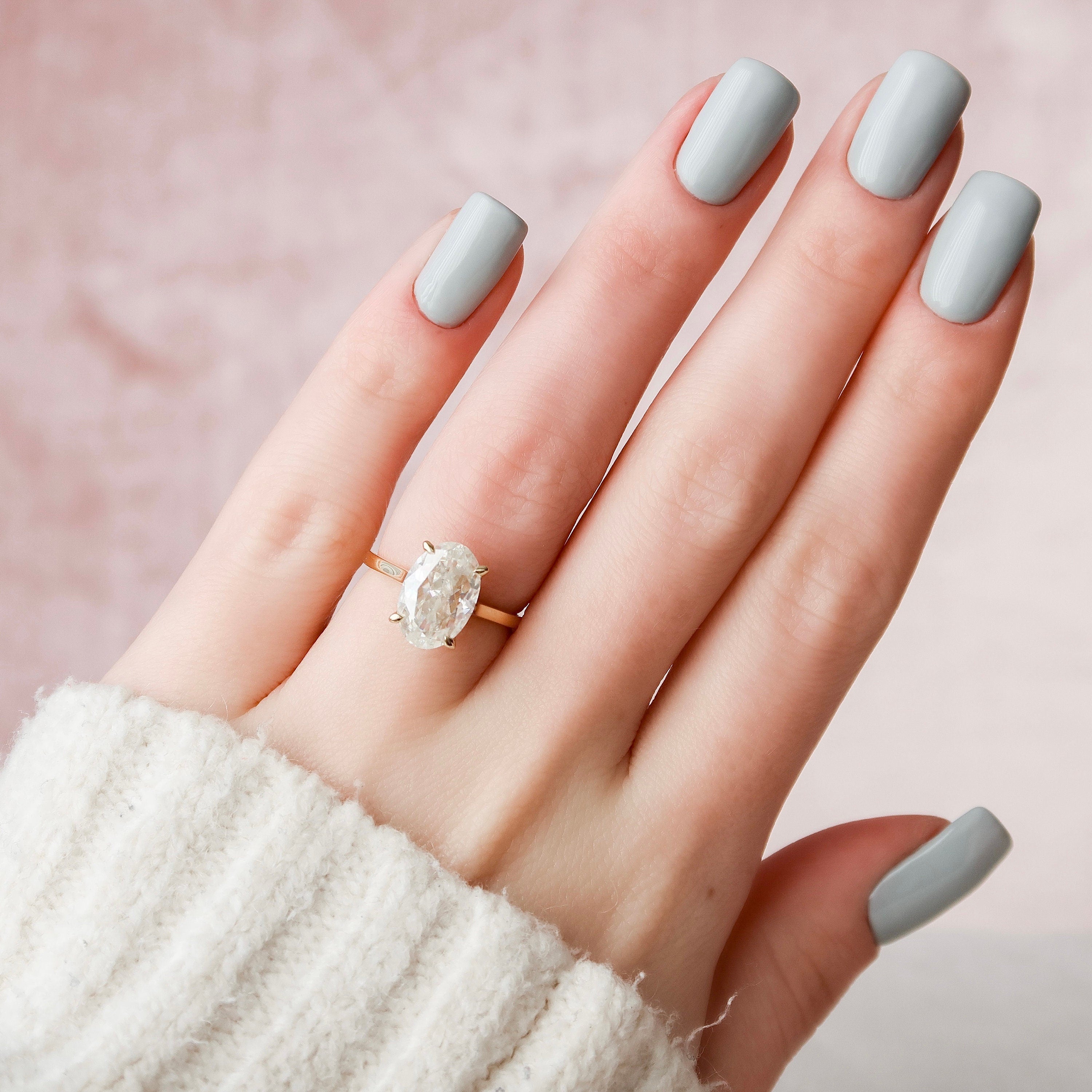 3.5 CT Oval Cut Hidden Halo Style Moissanite Engagement Ring 1