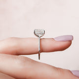 4.0 CT Cushion Hidden Halo & Pave Setting Moissanite Engagement Ring 9