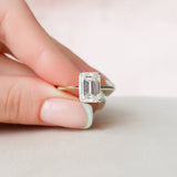 4.0 CT Emerald Shape Hidden Halo Moissanite Engagement Ring 7