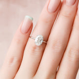 2.0 CT Oval Shape Hidden Halo Moissanite Engagement Ring 2