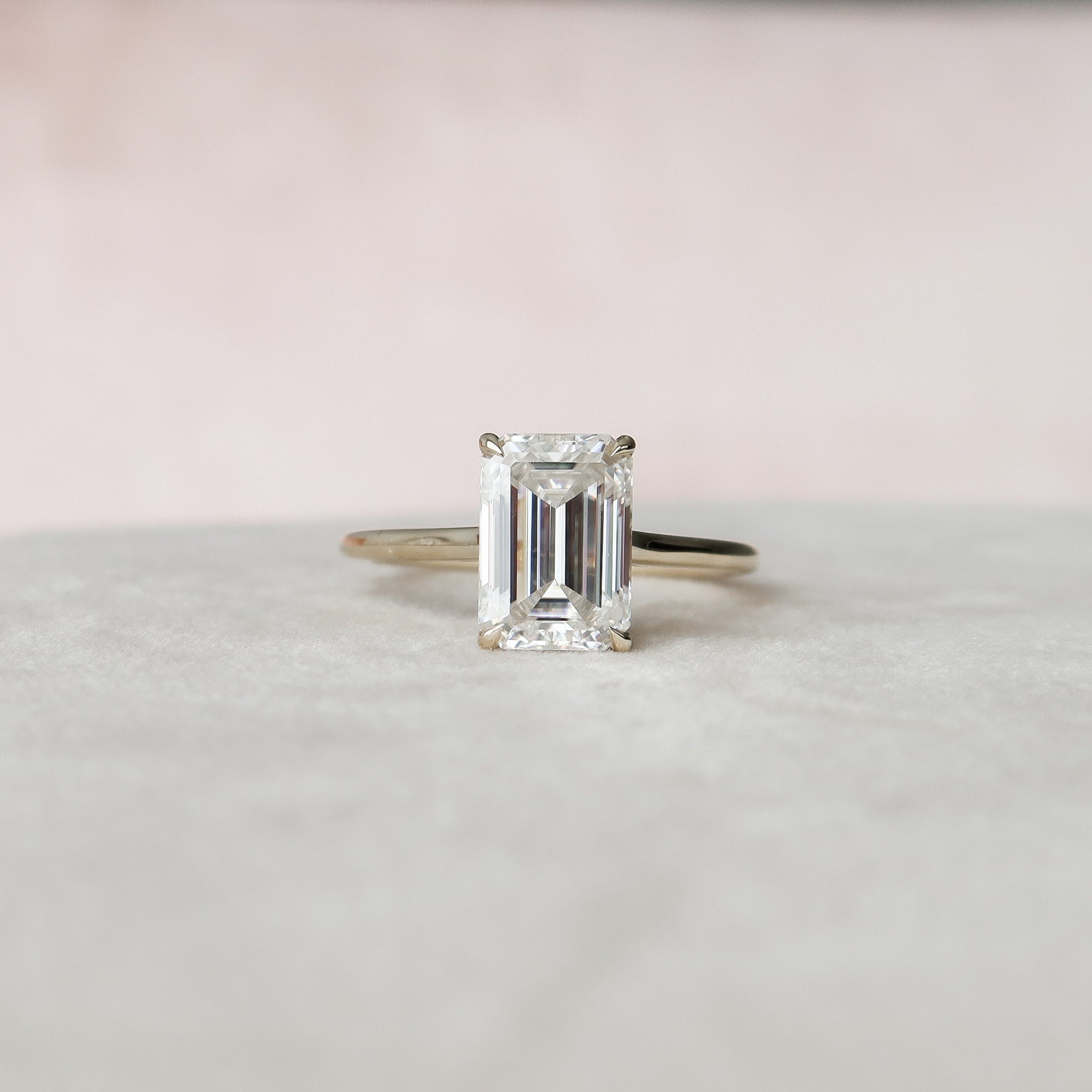 4.0 CT Emerald Shape Hidden Halo Moissanite Engagement Ring 8