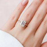 4.0 CT Emerald Shape Hidden Halo Moissanite Engagement Ring 3
