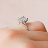 3.0 CT Cushion Hidden Halo & Pave Setting Moissanite Engagement Ring 2