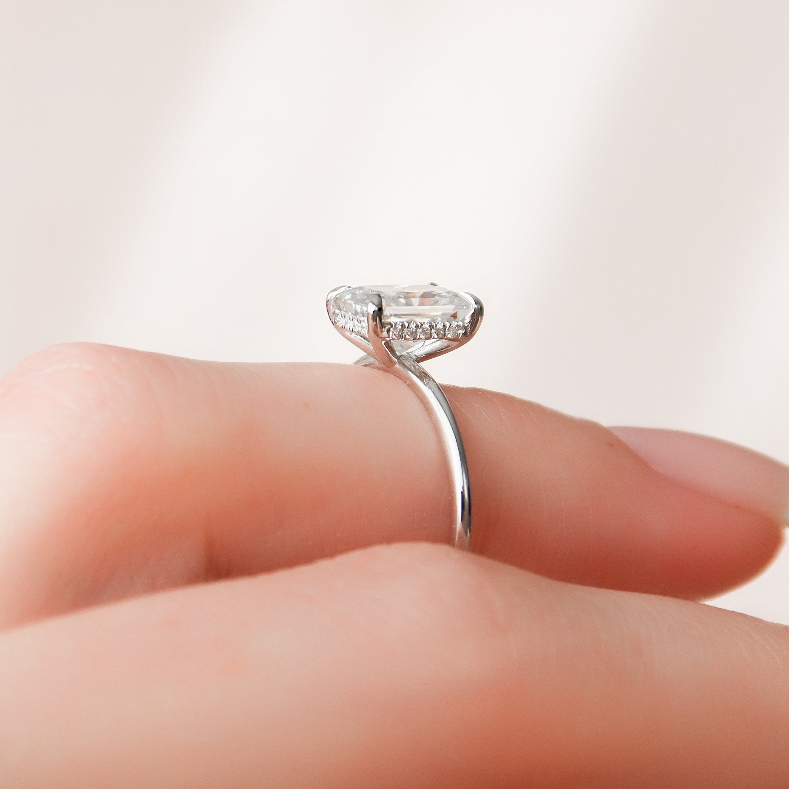 2.0 CT Radiant Shape Hidden Halo Moissanite Engagement Ring 5