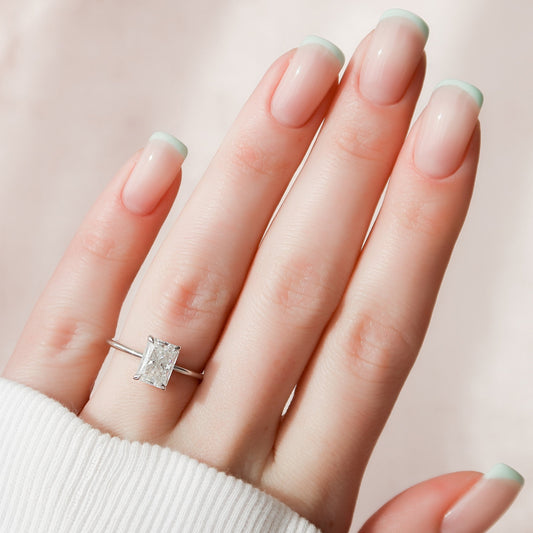 2.0 CT Radiant Shape Hidden Halo Moissanite Engagement Ring 1