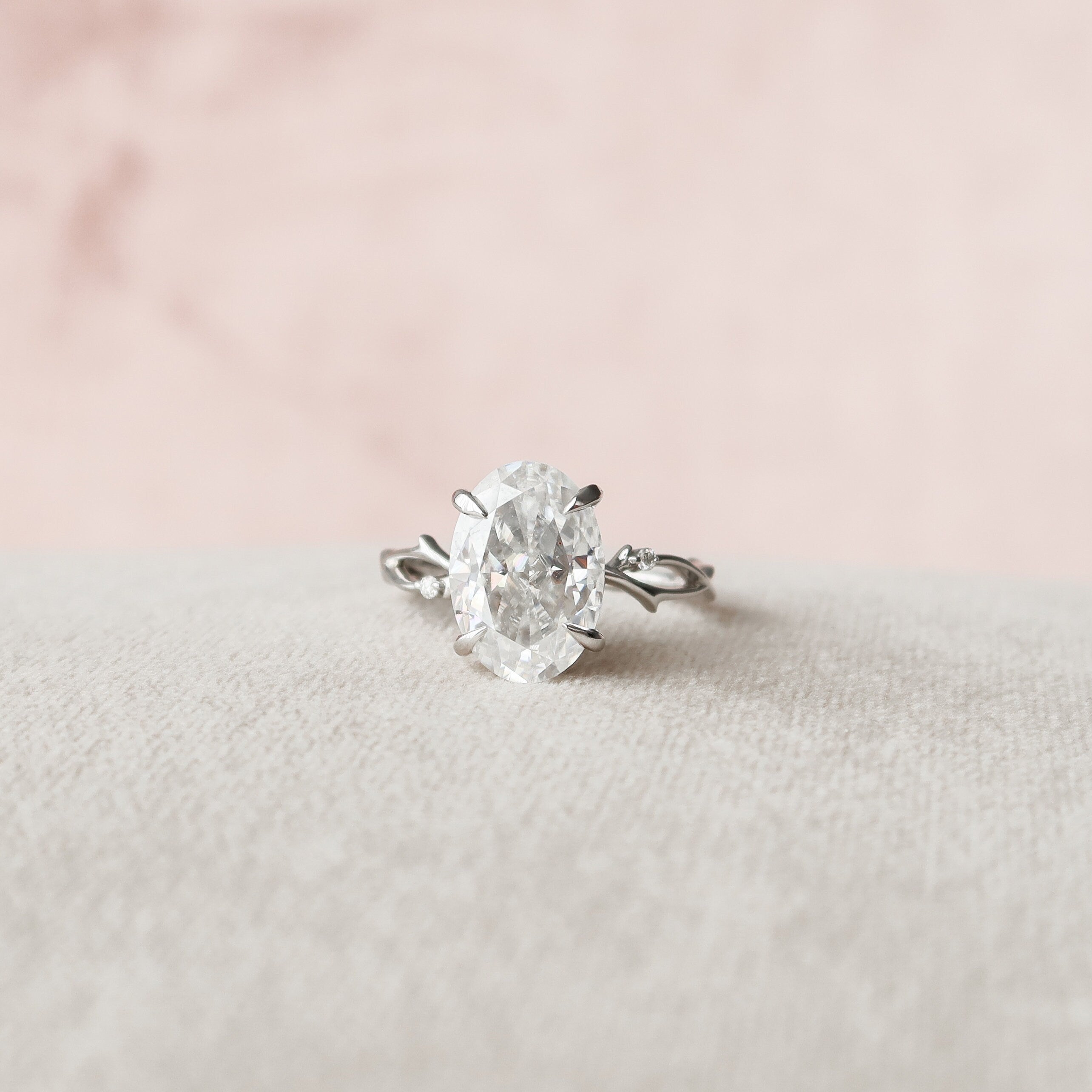 5.0 CT Oval Shape Twig Pave Style Moissanite Engagement Ring 6