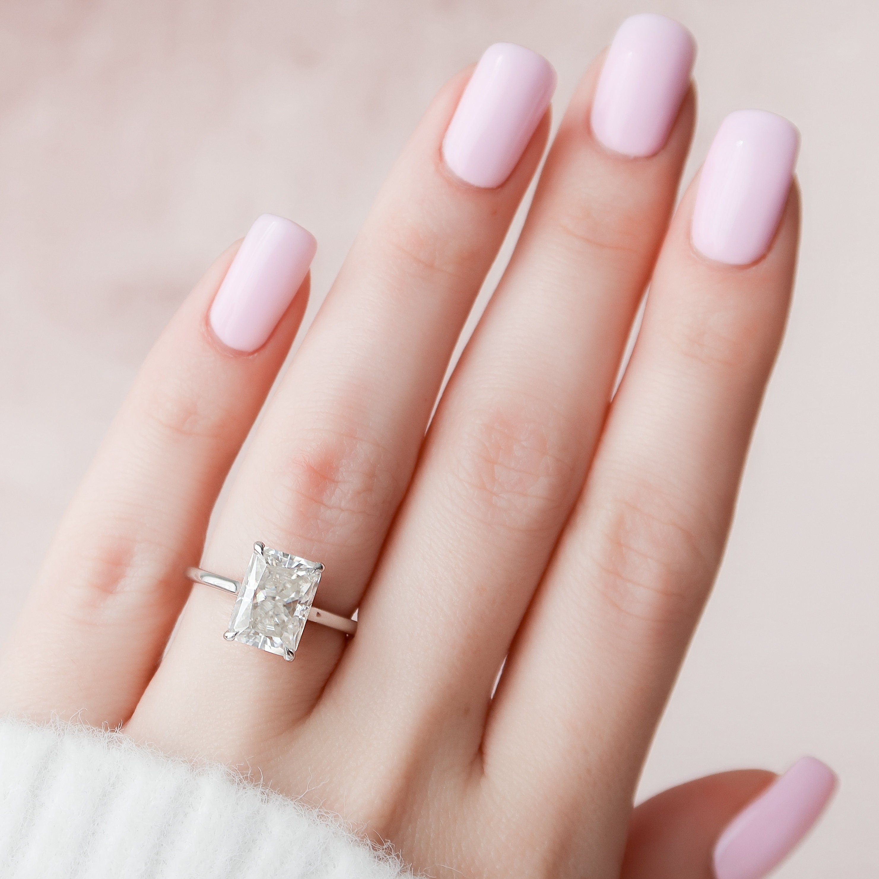 4.0 CT Radiant Shape Hidden Halo Style Moissanite Engagement Ring 1