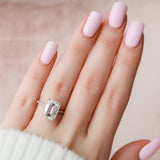 5.0 CT Emerald Shape Pave Setting Moissanite Engagement Ring 1