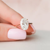 3.5 CT Oval Cut Hidden Halo Style Moissanite Engagement Ring 2