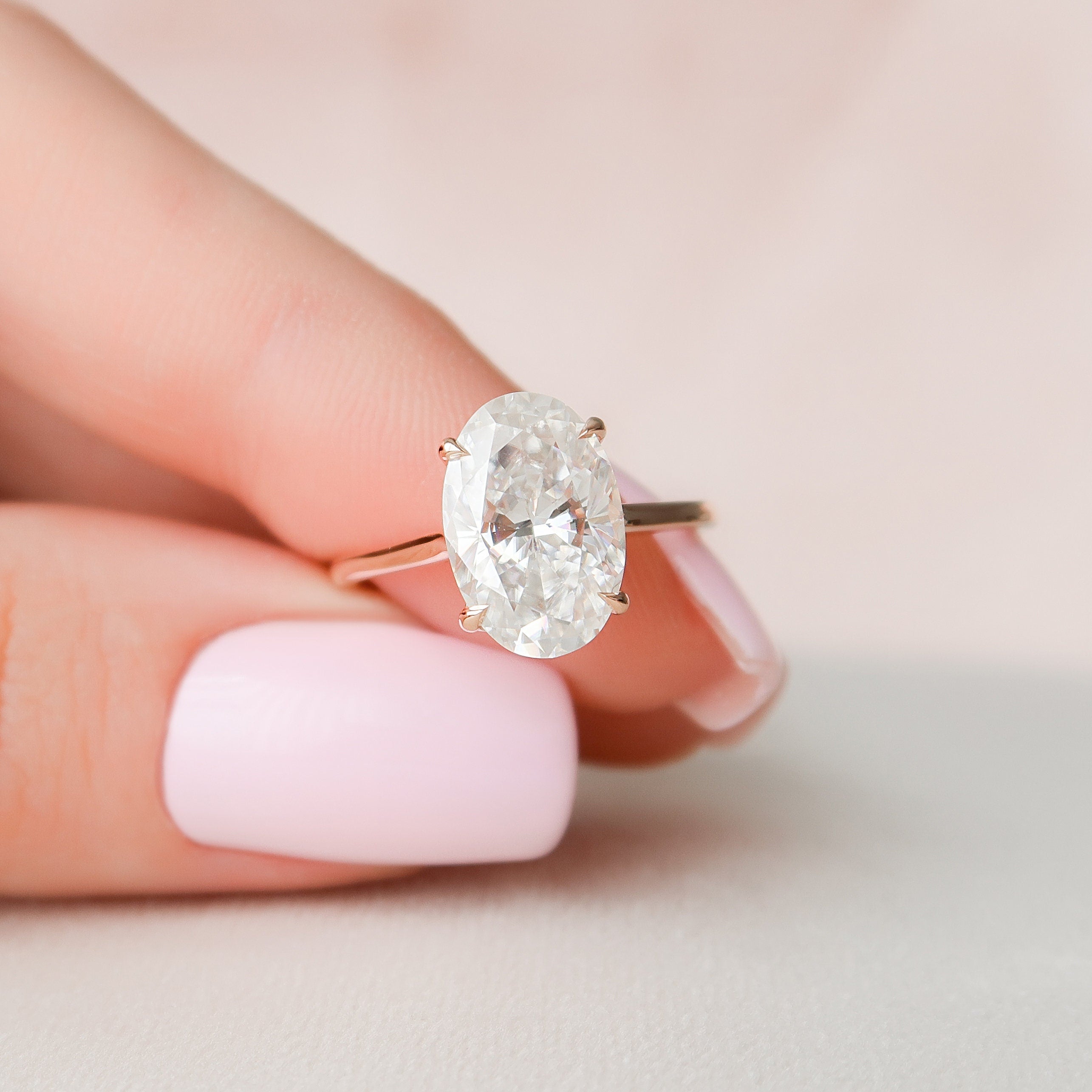 3.5 CT Oval Cut Hidden Halo Style Moissanite Engagement Ring 2