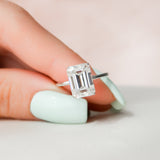 4.5 CT Emerald Shape Hidden Halo Style Moissanite Engagement Ring 5