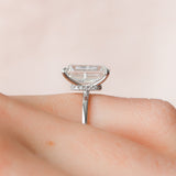 4.5 CT Emerald Shape Hidden Halo Style Moissanite Engagement Ring 4