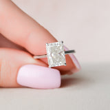 4.0 CT Radiant Shape Hidden Halo Style Moissanite Engagement Ring 4