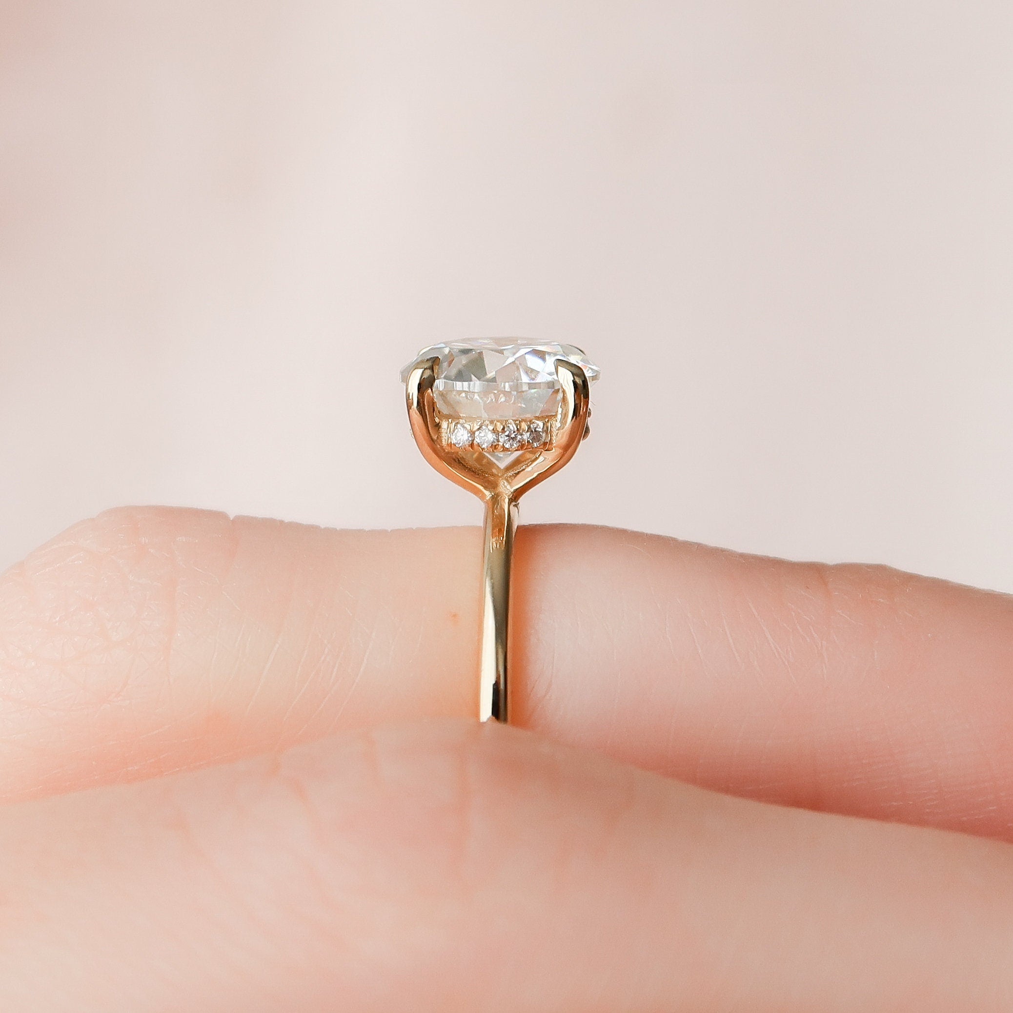 2.0 CT Round Cut Hidden Halo Style Moissanite Engagement Ring 7