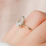 2.0 CT Pear Shape Hidden Halo Setting Moissanite Engagement Ring 4