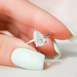 1.50 CT Pear Shape Hidden Halo Moissanite Engagement Ring 7