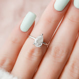 1.50 CT Pear Shape Hidden Halo Moissanite Engagement Ring 6