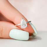 1.50 CT Pear Shape Hidden Halo Moissanite Engagement Ring 2
