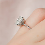 2.5 CT Radiant Hidden Halo Twisted Band Moissanite Engagement Ring 3