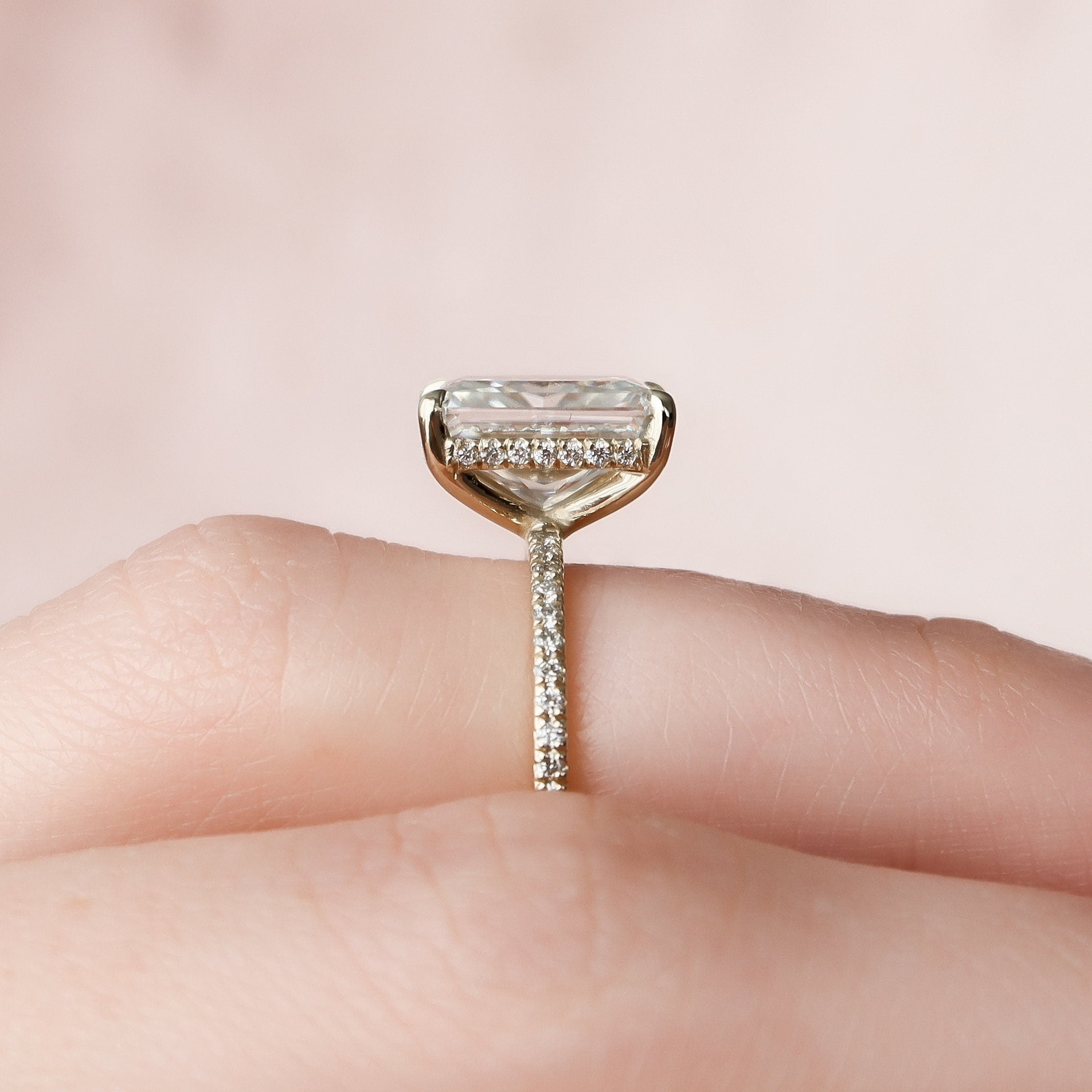 3.5 CT Radiant Shape Pave Moissanite Engagement Ring 7