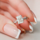 2.0 CT Radiant Shape Twig Pave Moissanite Engagement Ring 7