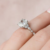 3.5 CT Cushion Cut Cluster Style Moissanite Engagement Ring 8