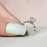 3.0 CT Emerald Shape Dainty Pave Moissanite Engagement Ring 6