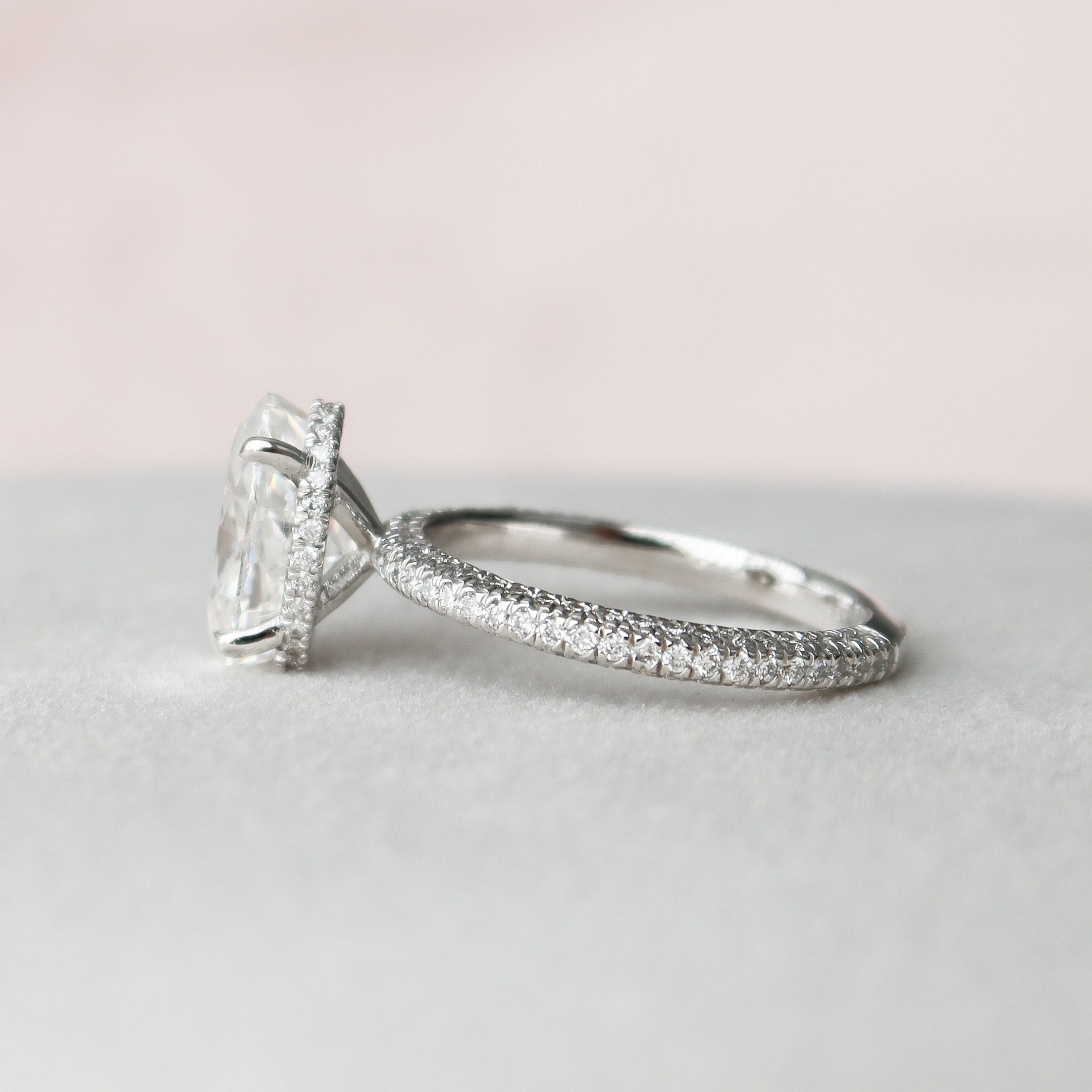 3.0 CT Oval Shape Pave Setting Moissanite Engagement Ring 6
