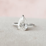 2.5 CT Pear Cut Hidden Halo & Pave Moissanite Engagement Ring 6