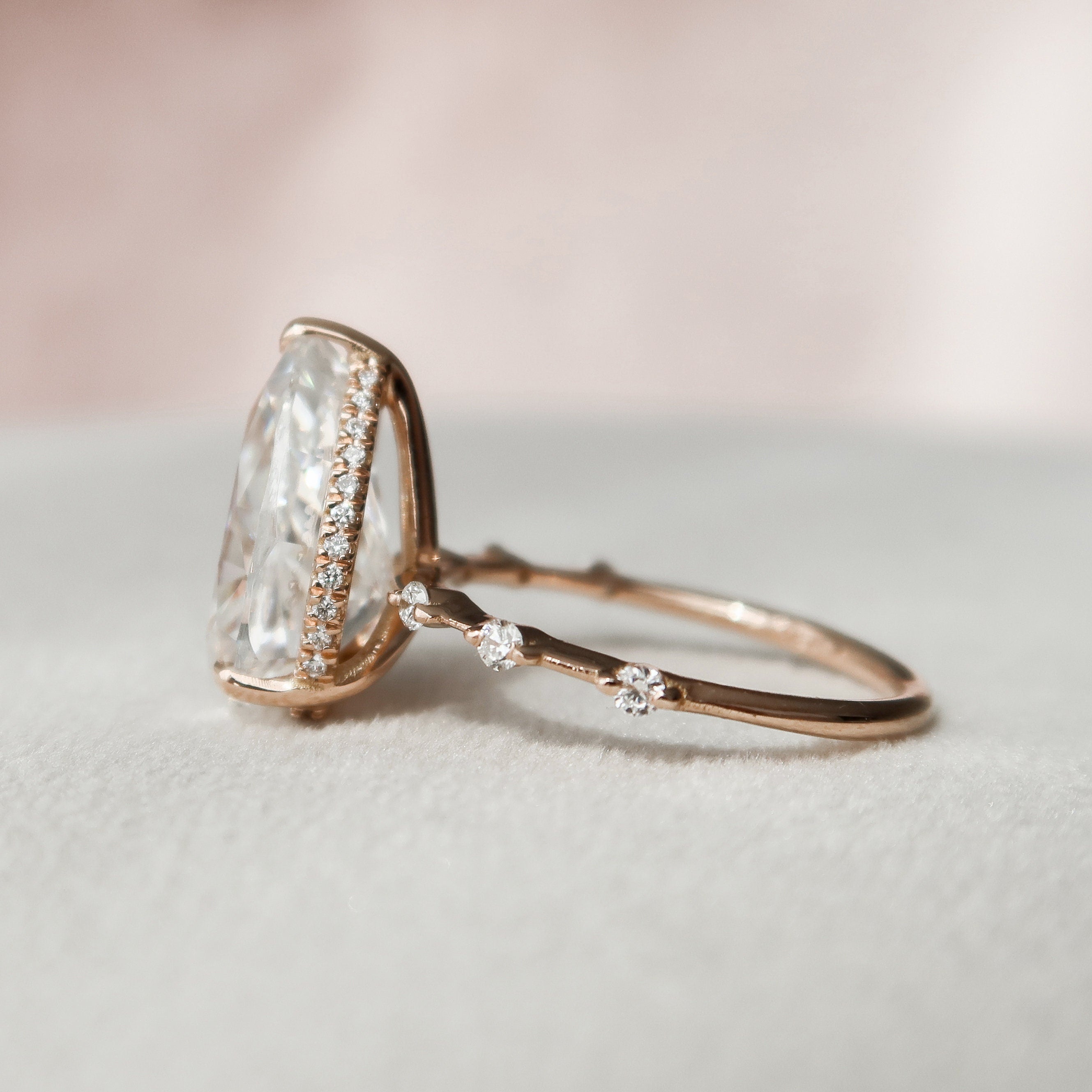 4.0 CT Pear Shape Dainty Pave Style Moissanite Engagement Ring 4