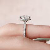 3.0 CT Oval Shape Pave Setting Moissanite Engagement Ring 9