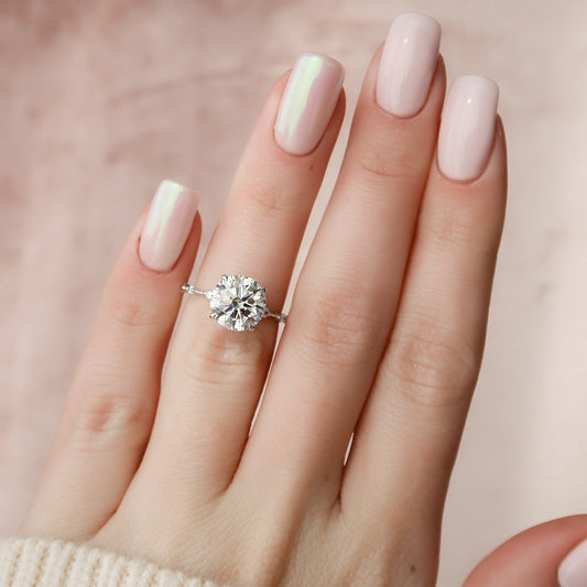 2.5 CT Round Shape Dainty Pave Moissanite Engagement Ring 1