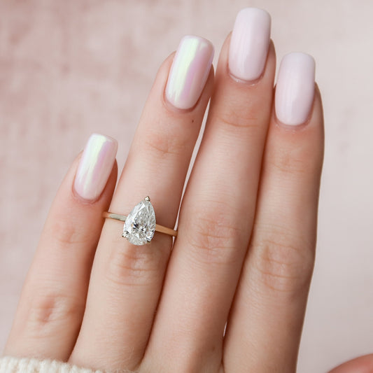 2.0 CT Pear Shape Hidden Halo Style  Moissanite Engagement Ring 1