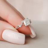 1.0 CT Cushion Shape Twig Setting Moissanite Engagement Ring 4
