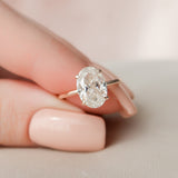 2.0 CT Oval Shape Hidden Halo Moissanite Engagement Ring 5