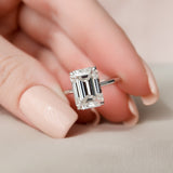 5.0 CT Emerald Cut Hideen Halo Style Moissanite Engagement Ring 2