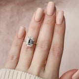 5.0 CT Emerald Cut Hideen Halo Style Moissanite Engagement Ring 1
