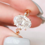 5.0 CT Oval Shape Twig Pave Style Moissanite Engagement Ring 2