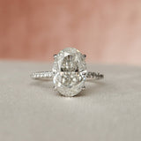 3.0 CT Oval Pave Setting & Hidden Halo Moissanite Engagement Ring 6
