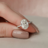 3.0 CT Oval Pave Setting & Hidden Halo Moissanite Engagement Ring 3