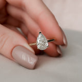 2.0 CT Pear Shape Hidden Halo Style  Moissanite Engagement Ring 2