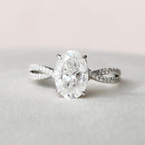 3.0 CT Oval Cut Cross Over Pave Moissanite Engagement Ring 3