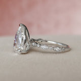 3.0 CT Pear Shape Milgrain Pave Moissanite Engagement Ring 9