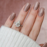 3.0 CT Pear Shape Milgrain Pave Moissanite Engagement Ring 1