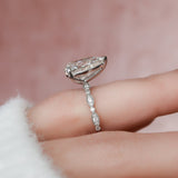 3.0 CT Pear Shape Milgrain Pave Moissanite Engagement Ring 5