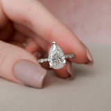 3.0 CT Pear Shape Milgrain Pave Moissanite Engagement Ring 2