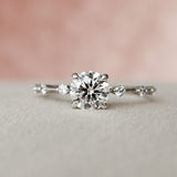 1.0 CT Round Shape Dainty Pave Moissanite Engagement Ring 2