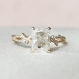 2.0 CT Radiant Shape Twig Pave Moissanite Engagement Ring 5